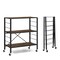 3-tier Foldable Shelving Unit With Detachable Wheels And Adjustable Shelves-Black